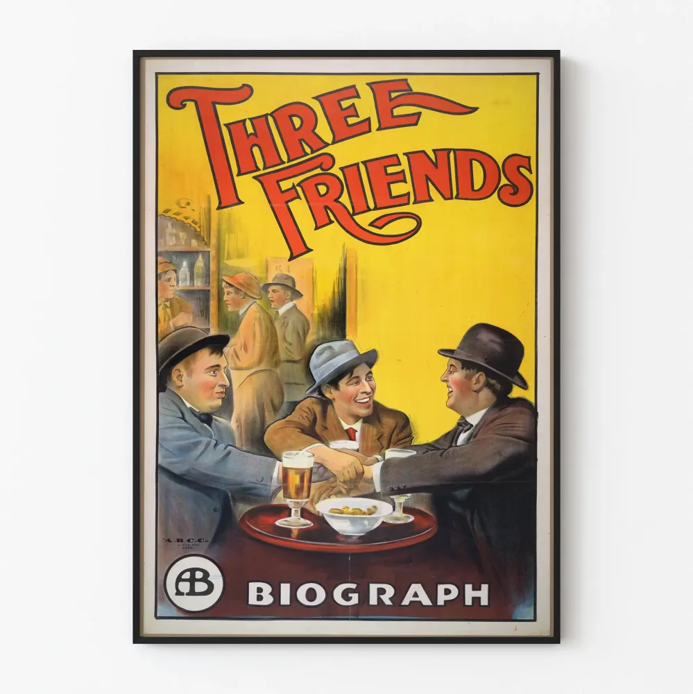Vintagejuliste Three Friends - Retrohenkinen koristeellinen maalaus ystävällisyys