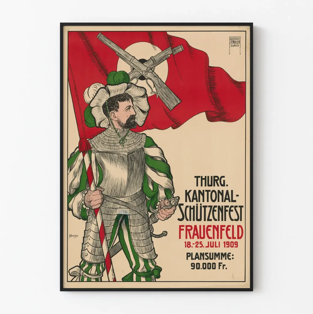 Vintagejuliste Thurgau Kantonal Schützenfest Frauenfeld 1909