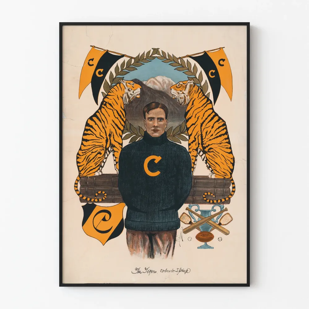 Vintagejuliste Tigers Colorado Springs urheilulliseen seinäkoristukseen