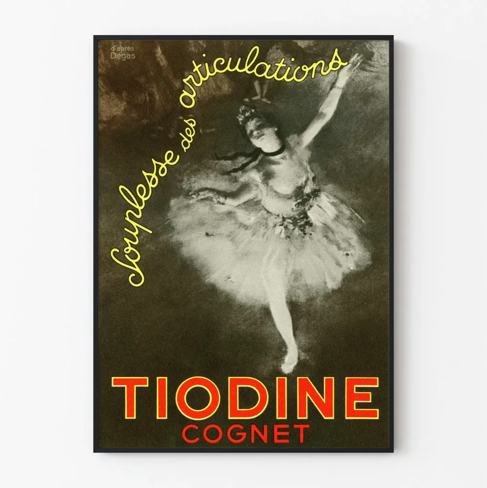 Vintagejuliste Tiodine Cognet tanssija, joka on saanut vaikutteita Degasista
