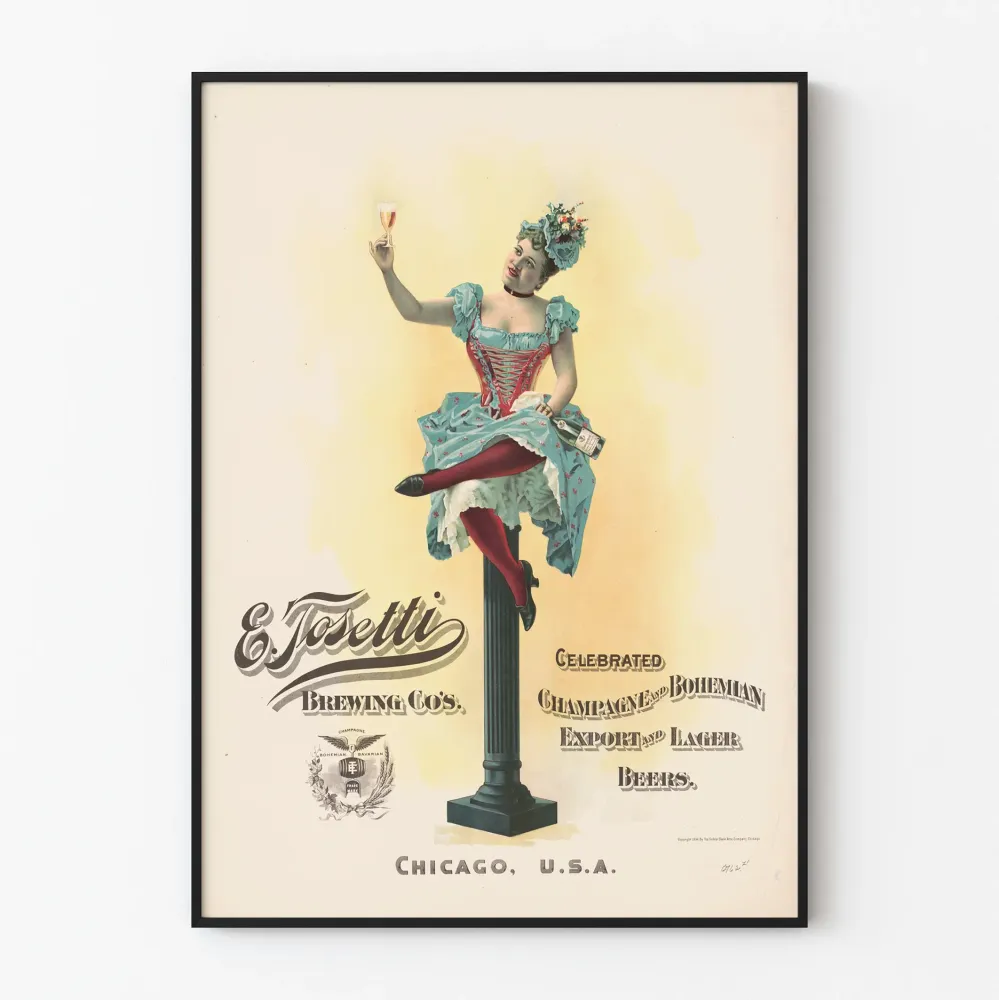 Vintagejuliste E. Tosetti Brewing Co - Retro seinäkoriste oluesta