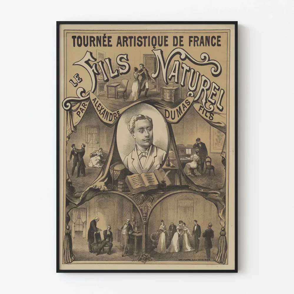 Vintagejuliste Tournée Artistique Le Fils Naturel d'Alexandre Dumas Fils