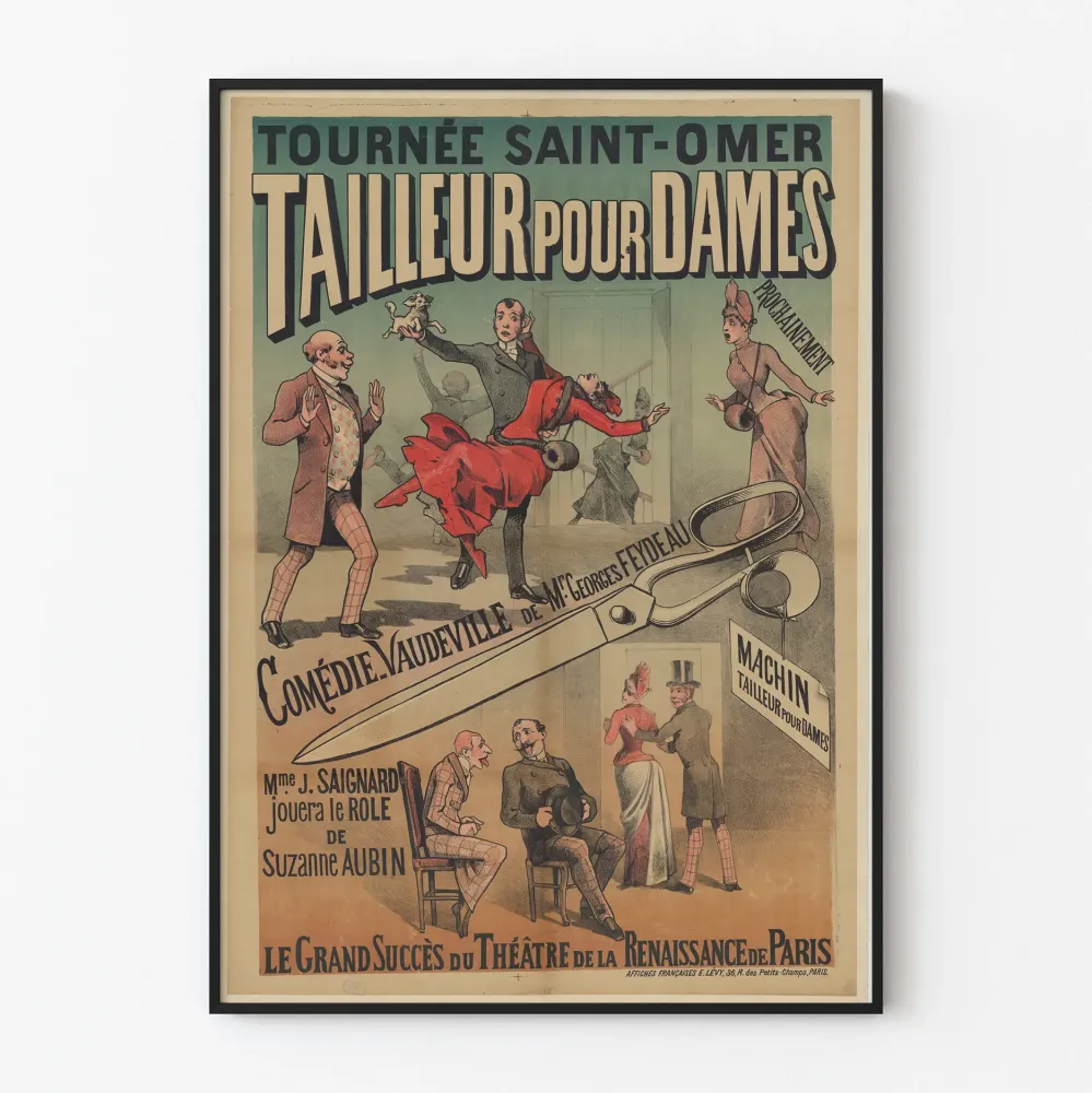 Vintagejuliste Tournée Saint-Omer - Naisille suunniteltu puku Georges Feydeaulta
