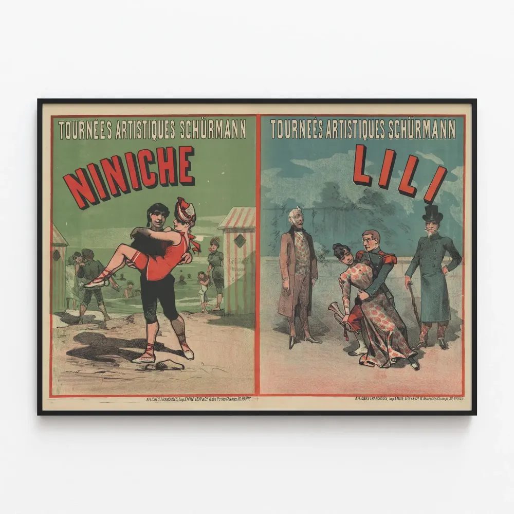 Vintagejuliste Tournées Artistiques Schürmann Niniche et Lili