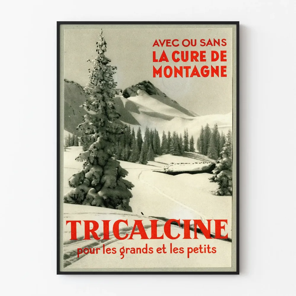 Vintagejuliste Tricalcine Montaanhoito - Retroseinän koriste