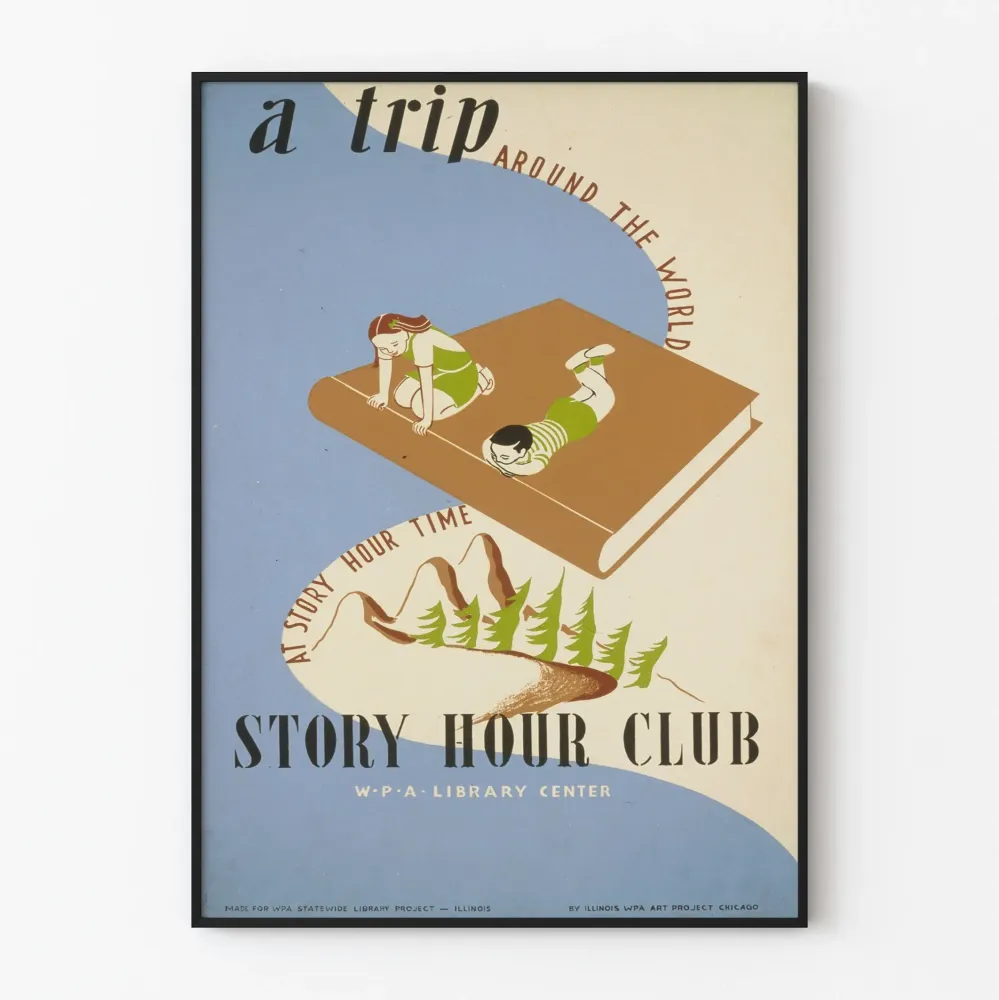 Vintagejuliste Trip Around World - Story Hour Club