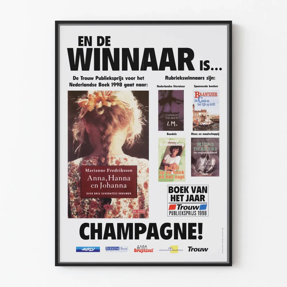 Vintagejuliste Trouw-kansalaispalkinto Alankomaiden kirja 1998