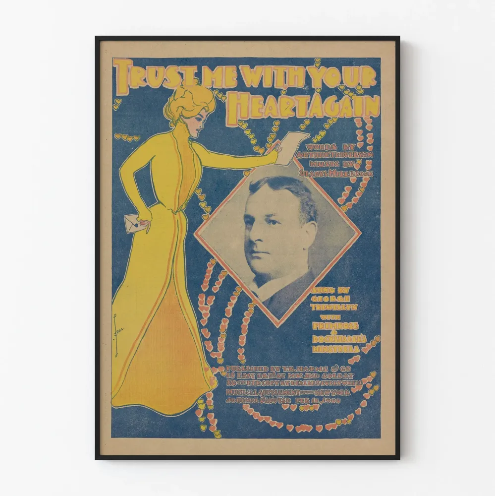 Vintagejuliste Trust Me Your Heart Again -tyylinen art deco