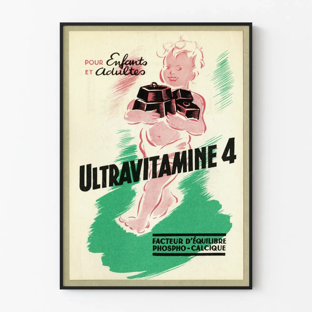 Vintagejuliste Ultraviamine 4 seinäkoriste lapsille ja aikuisille