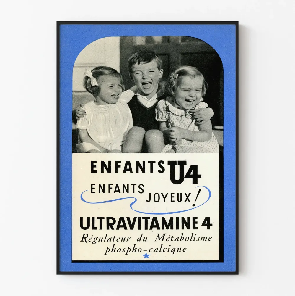 Vintagejuliste Ultravitamine 4 Iloista Lasta seinäkoriste
