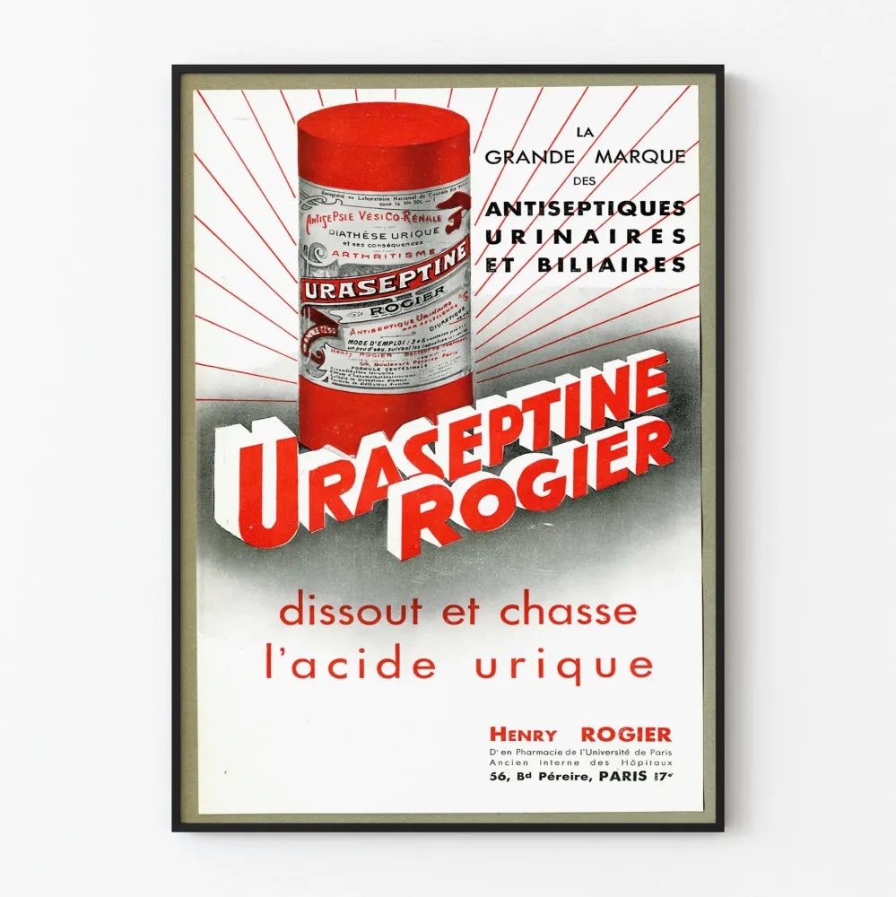 Vintagejuliste Uraséptine Rogier virtsatie- ja sappiantiseptinen