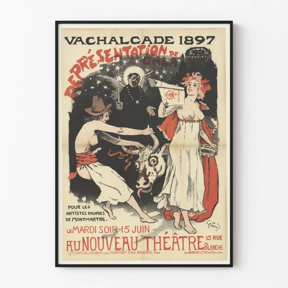 Vintagejuliste Vachalcade 1897 uudessa teatterissa - Taiteellinen seinäkoristelu