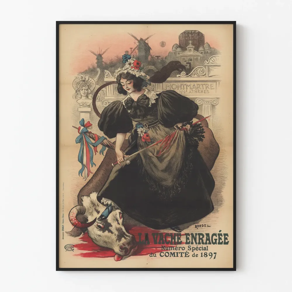 Vintagejuliste La Vache Enragée - 1897 komitea, historiallinen seinäkoriste