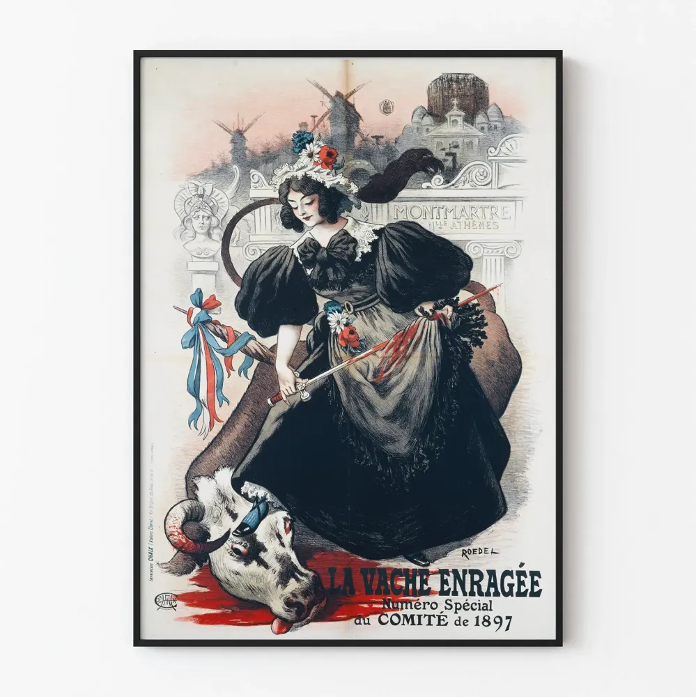 Vintagejuliste La Vache Enragée Komitea 1897 - Retroseinustekoratiivinen juliste