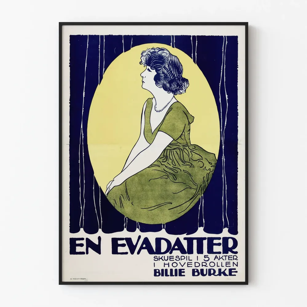 Vintagejuliste Évadatter-tyyliseen Art Nouveau -sisustukseen