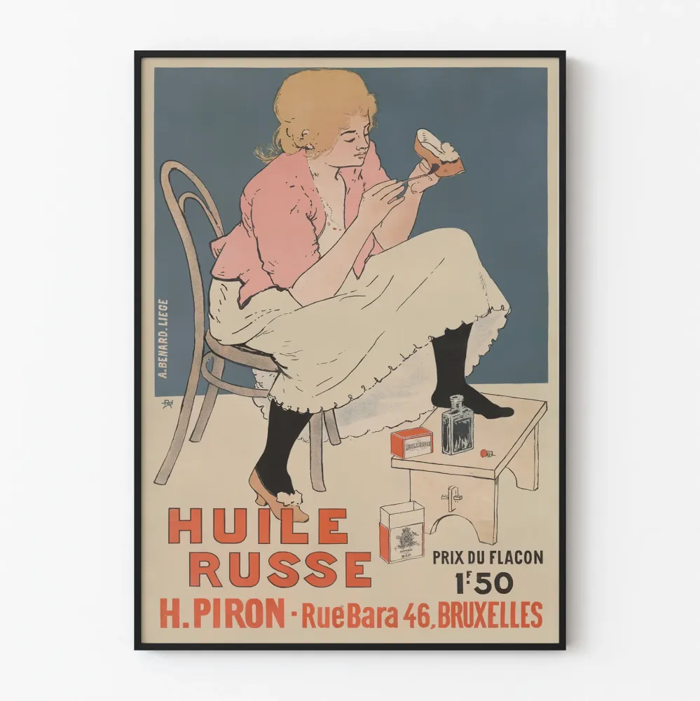 Vintagejuliste Venäläinen öljymaalaus H. Piron Bryssel seinäkoriste