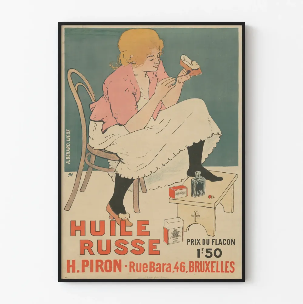 Vintagejuliste Venäläinen öljymaalaus H. Piron Bryssel Seinän koristelu