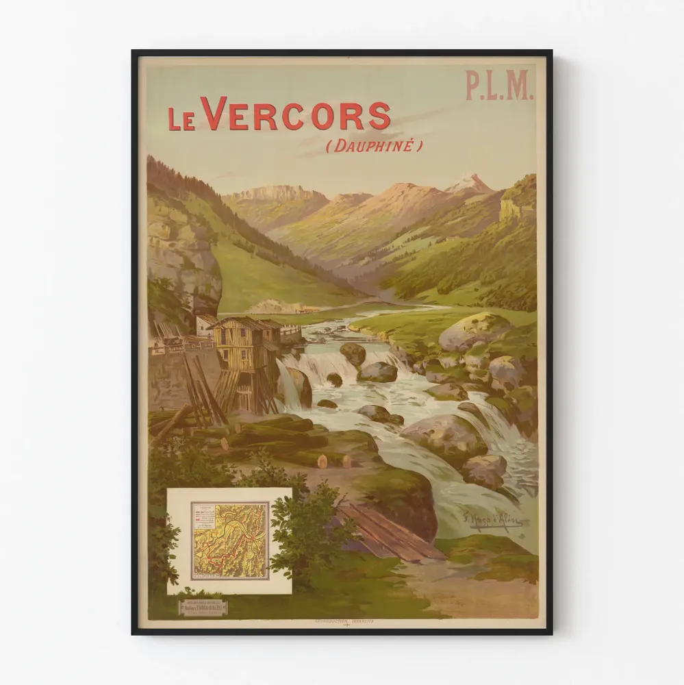 Vintagejuliste Le Vercors Dauphiné - Luontokuvakehys seinäkoristelu