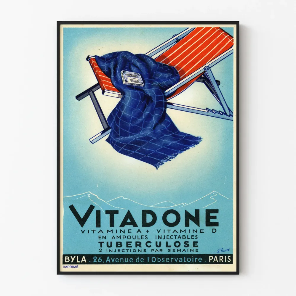 Vintagejuliste Vitadone -vitamiini + D-vitamiini seinäkoristelu
