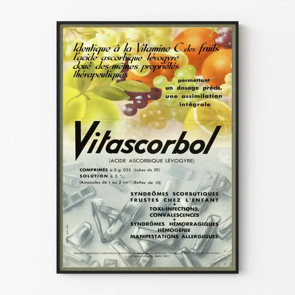 Vintagejuliste Vitascorbol askorbiinihappo levogiraattinen