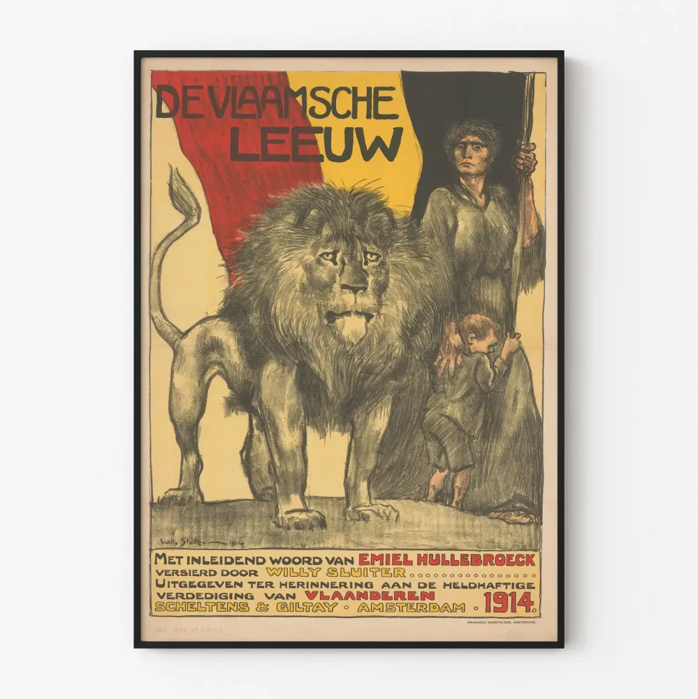 Vintagejuliste De Vlaamsche Leeuw - Flanderin leijonan seinäkoriste