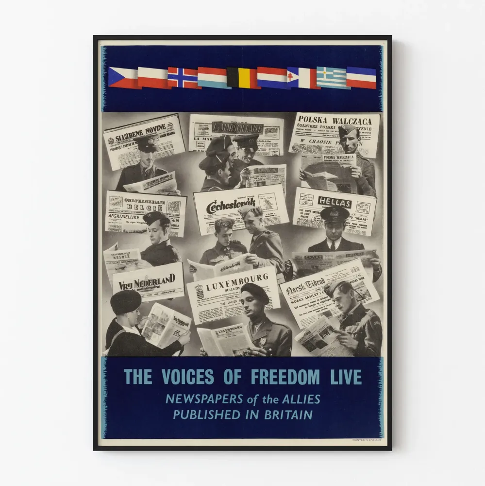 Vintagejuliste Voices Freedom Live – Liittolaisten lehdet Iso-Britanniassa