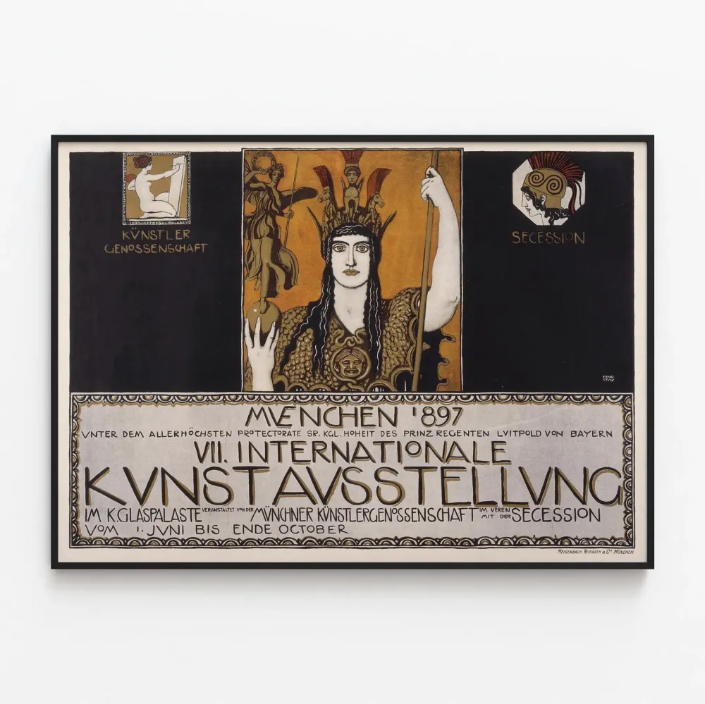 Vintagejuliste vuodelta 1897 kansainvälisestä taidenäyttelystä Münchenissä