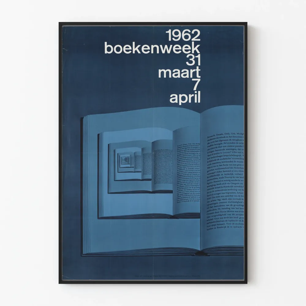 Vintagejuliste vuodelta 1962 Boekenweek - Kirjallinen seinäkoristelu