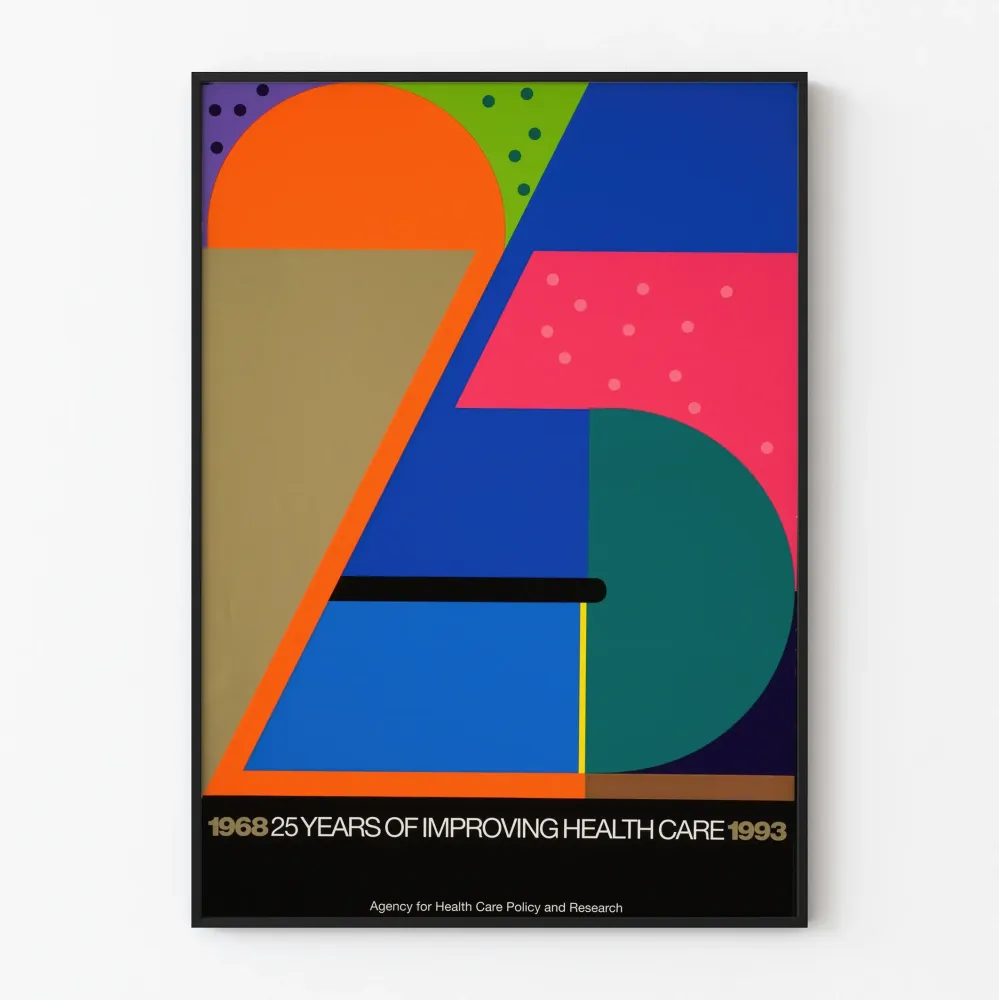 Vintagejuliste 25 vuoden terveydenhuollon parantamisen edistymisestä 1968-1993