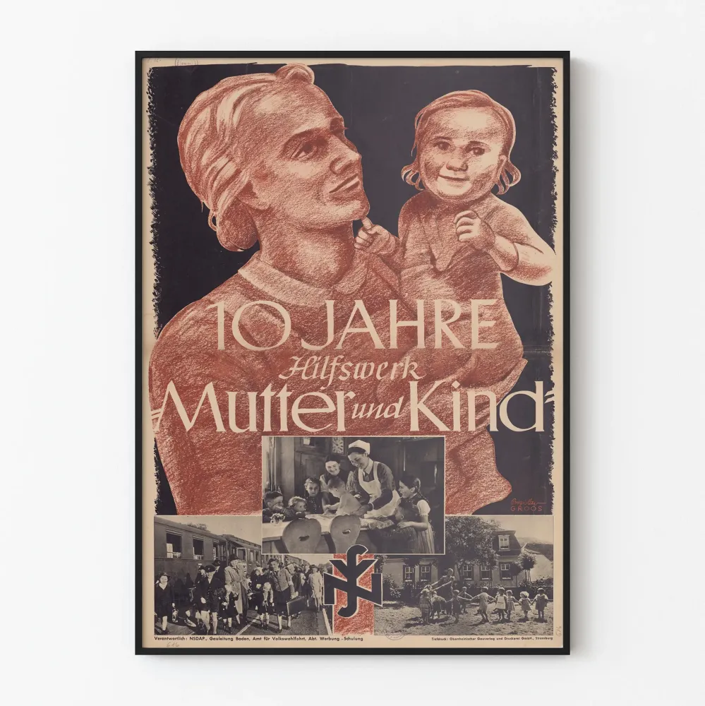 Vintagejuliste 10 vuoden tuesta Äidille ja Lapselle