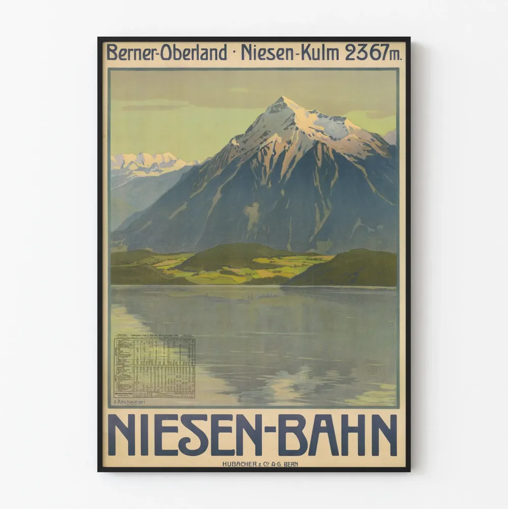 Vintagejuliste vuoristosta Berner Oberland Niesen Kulm 2367 m