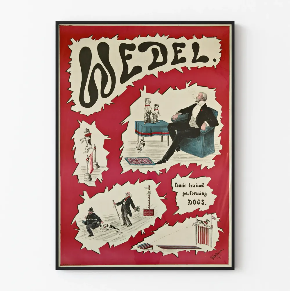 Vintagejuliste WedeL - Koulutetut koirat ja komediallinen esitys