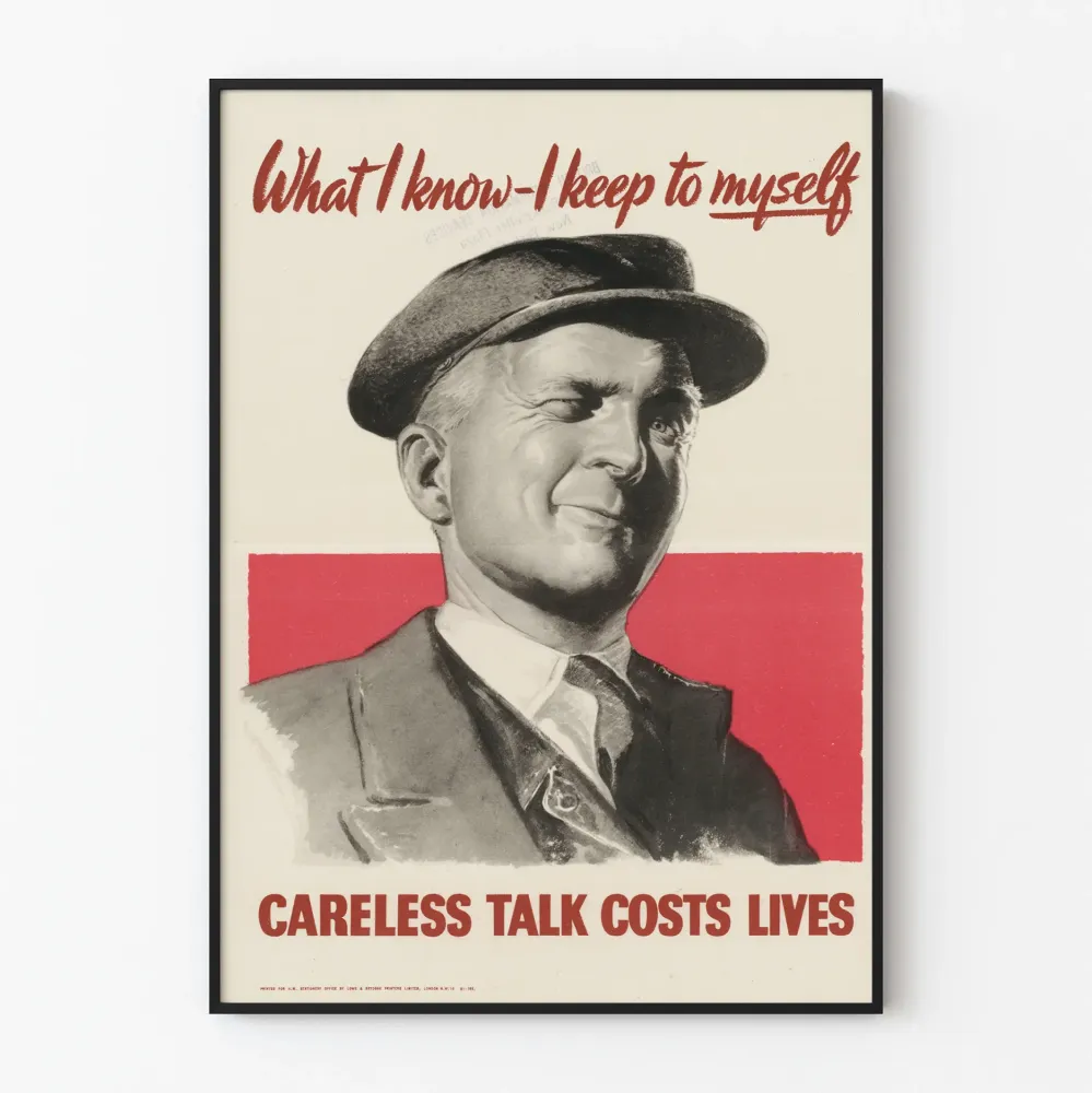 Vintagejuliste What I Know I Keep to Myself - Retroseinustarakenne