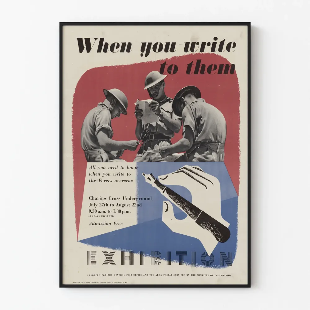 Vintagejuliste When You Write To Them - sotilaskoriste seinätaide