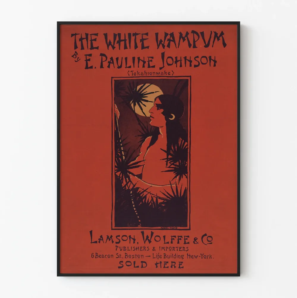 Vintagejuliste White Wampum tekijältä E. Pauline Johnson Tekahionwake