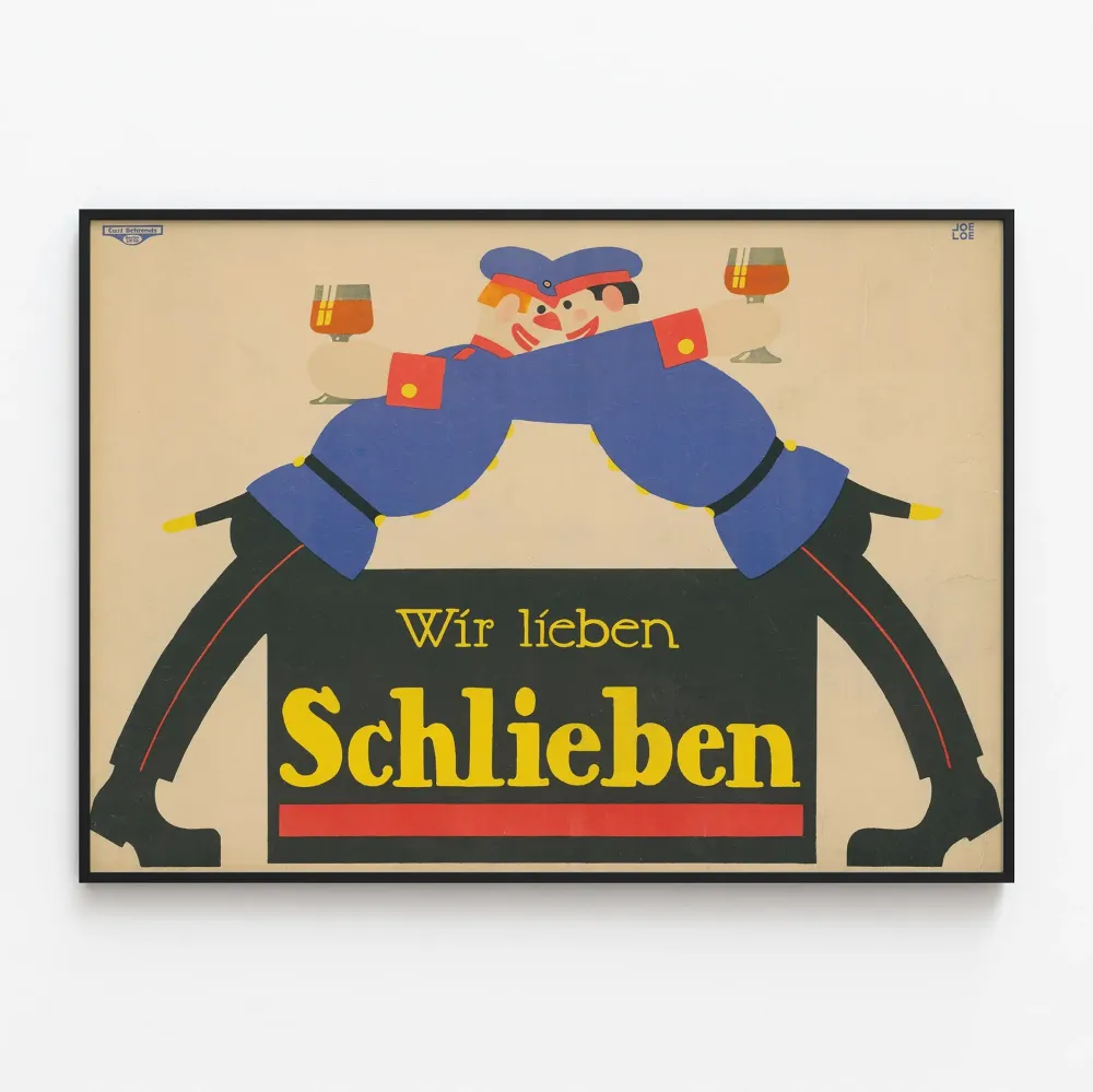 Vintagejuliste Wir lieben Schlieben - värikäs ja alkuperäinen seinäkoristelu