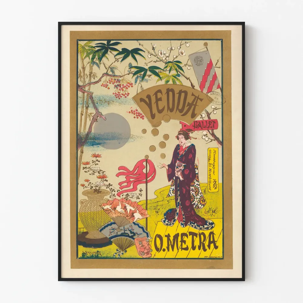 Vintagejuliste Yedda Balletin japanilainen perinteinen sisustus