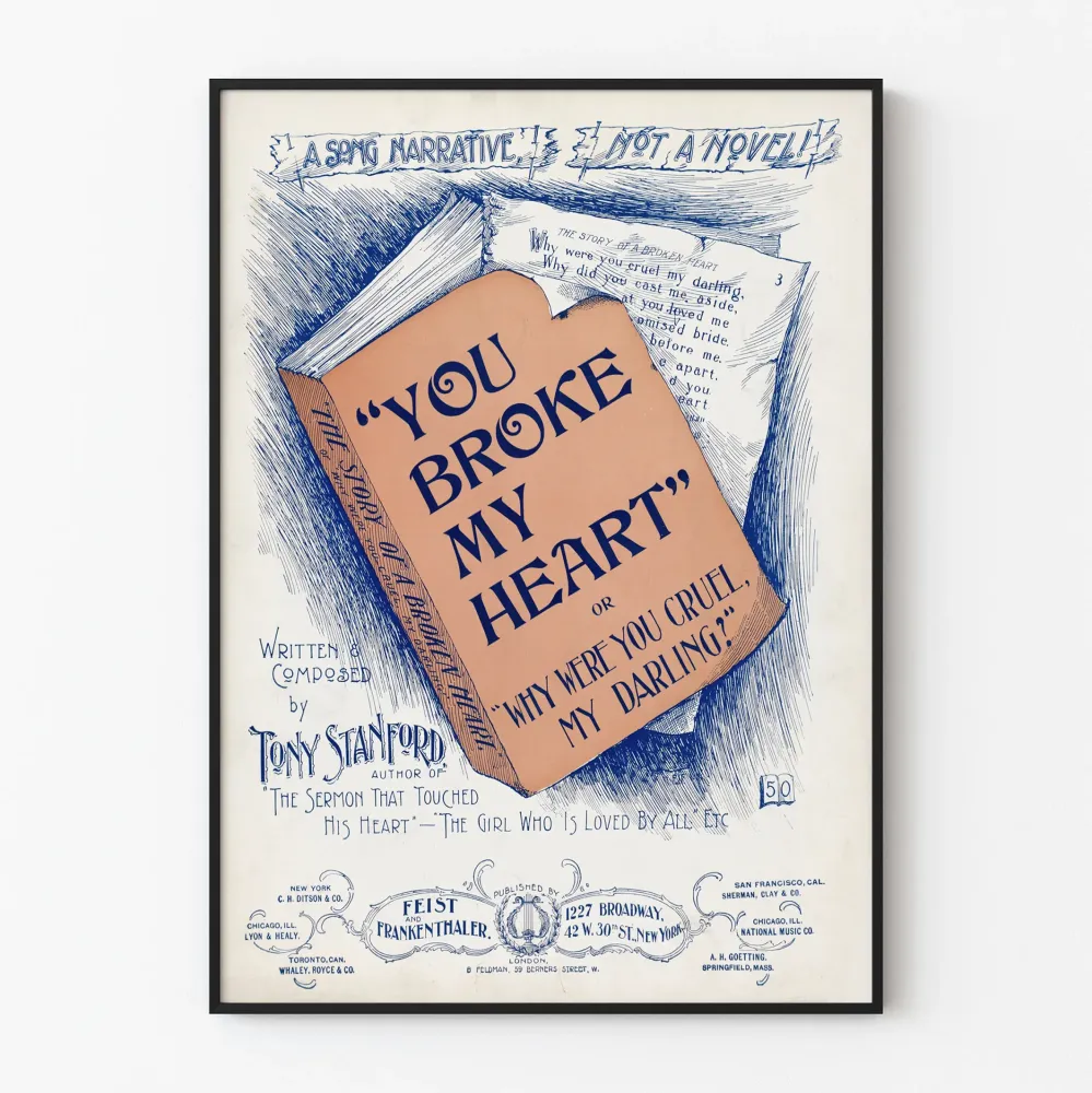 Vintagejuliste 'You Broke My Heart' - Retroseinäkoriste