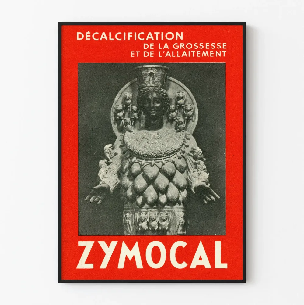Vintagejuliste Zymocal - Punainen ja musta seinäkoriste