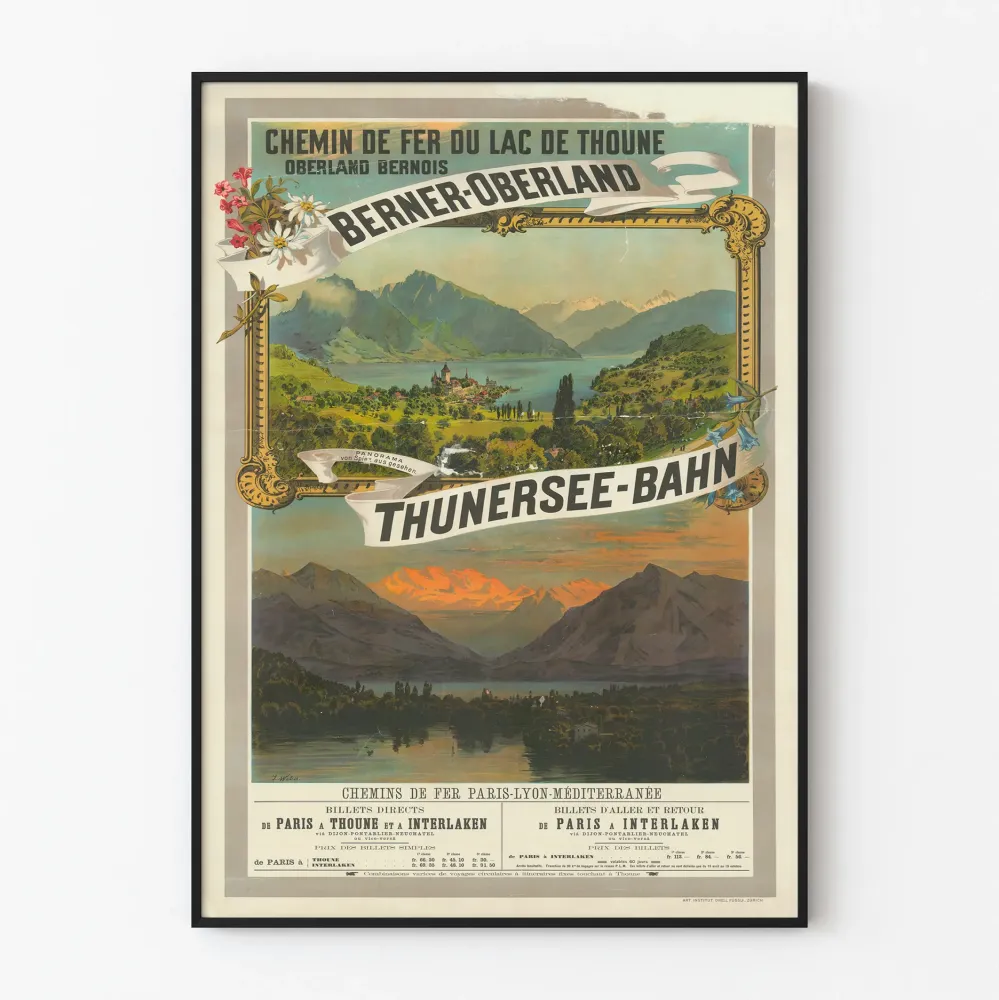 Vintagejuna Berner-Oberland - Juliste seinäkoriste Thun-järvi