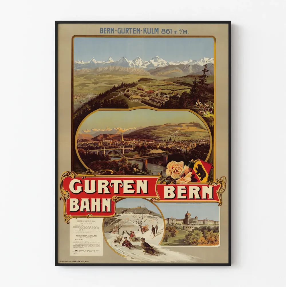 Vintagejuna Gurten Bern juliste - Retro sveitsiläinen seinäkoristelu