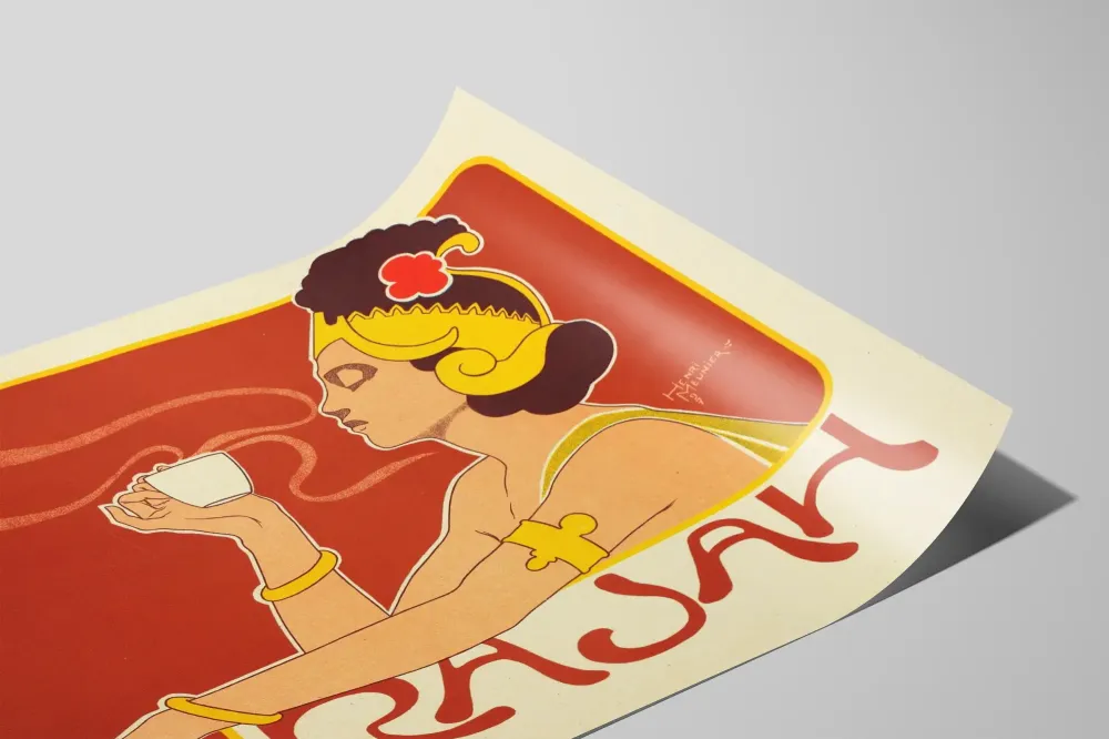 Vintage-kahvila Rajah - Art Deco -seinäkäsitetaulu
