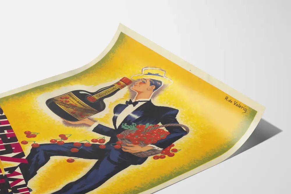 Vintage-kirjaillu Cherry Maurice Chevalier - Retro-seinäkoriste