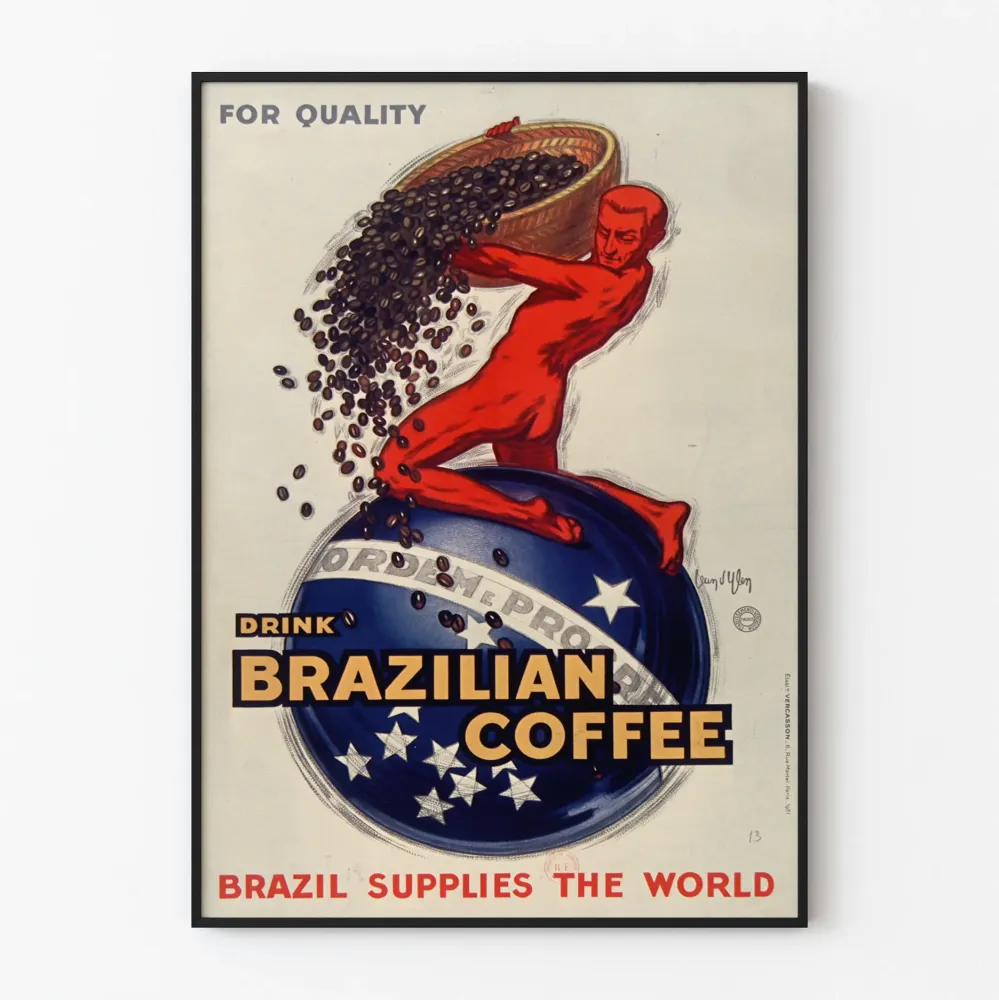 Vintage-kortti Brasilialaisesta kahvilasta, korkealaatuinen