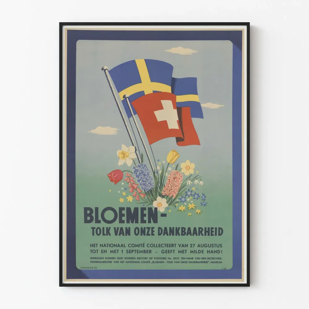 Vintagekukka- ja lippujuliste seinäkoristukseen