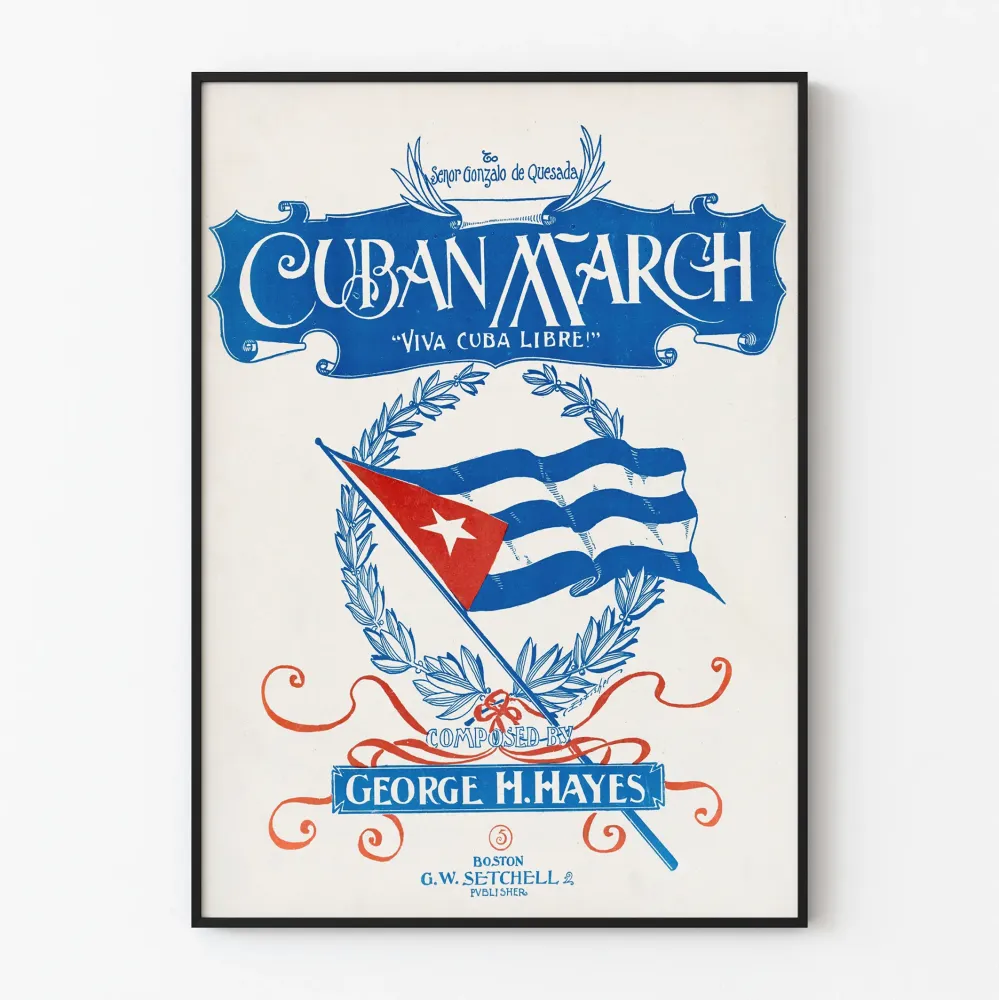Vintagekuubalainen juliste Marssi Viva Cuba Libre seinäkoriste