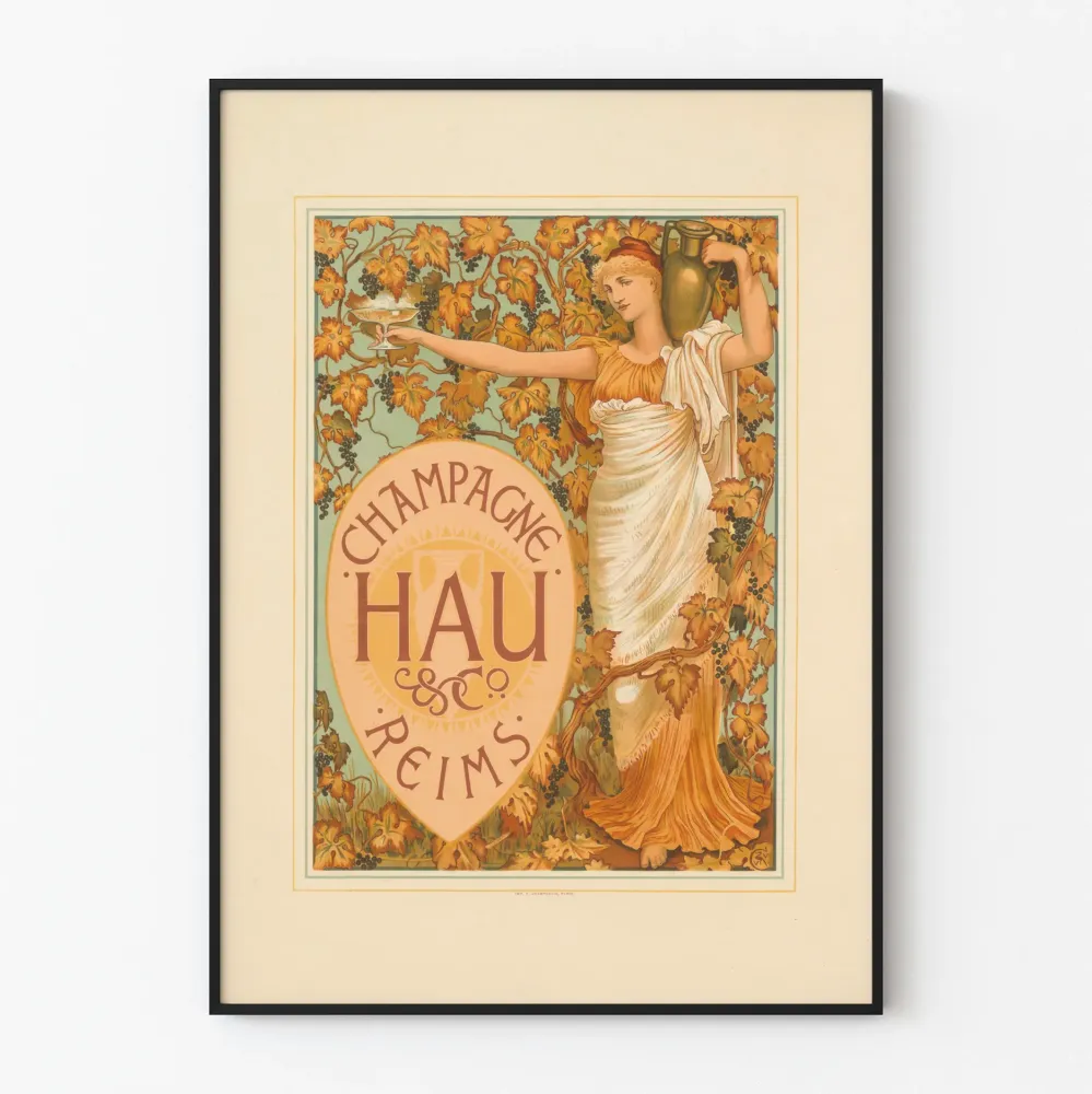 Vintagekuva Champagne Hau Reims seinäkoriste