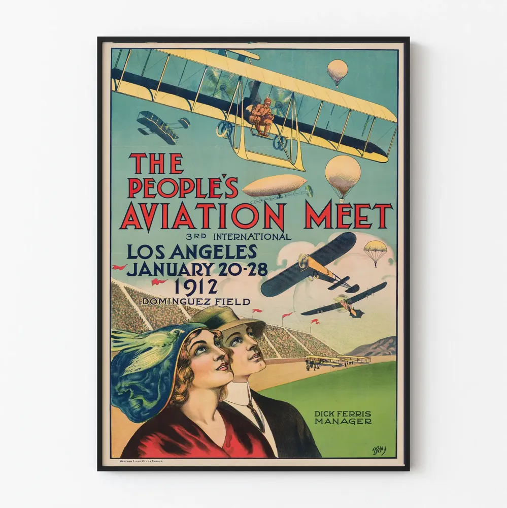 Vintage-lentokuvatuloste 1912 - Kansan lentokenttä Los Angeles