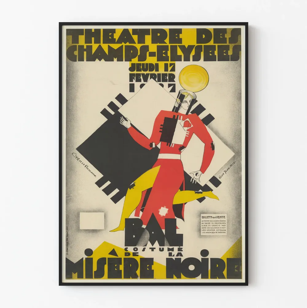 Vintagemainen Bal Costumé de la Misère Noire 1927 - Seinän koristelu teatteriin