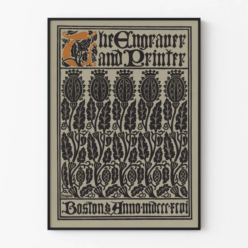 Vintagemainen graafinen juliste " Engraver and Printer" seinäkoristeluun